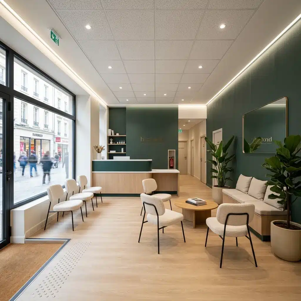 Aménagement d'un espace d'accueil de local professionnel avec mise en accessibilité PMR par Excellence Bâti Rénov