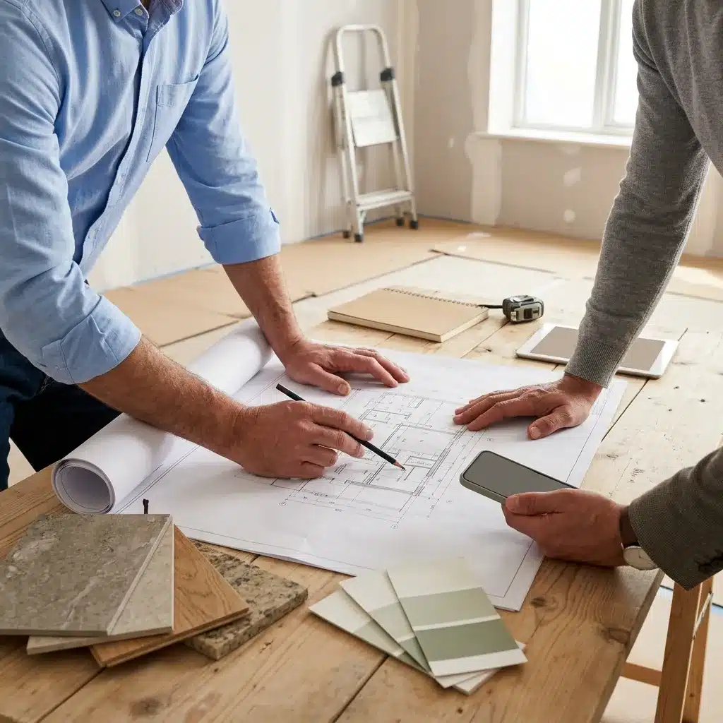 Rendez-vous conseil pour un devis de rénovation offert : étude des plans et choix des matériaux avec Excellence Bâti Rénov