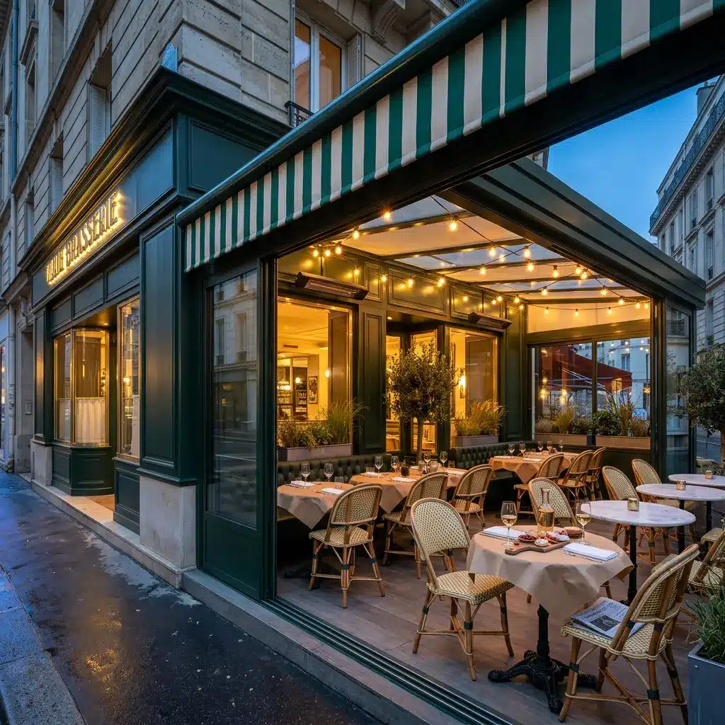 Rénovation de local commercial : devanture et terrasse de restaurant réalisées par Excellence Bâti Rénov à Paris
